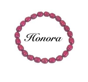 HONORA Cherry Red Pearl Stretch Bracelet Freshwater Cultured Pearls